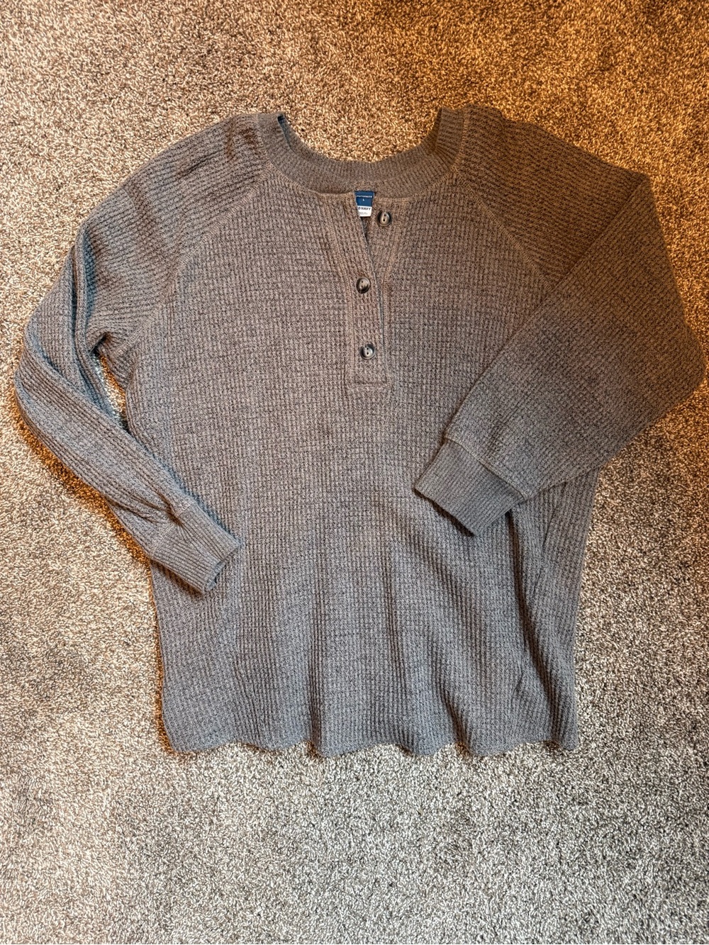 Old Navy Waffle Henley Sweater - Gray